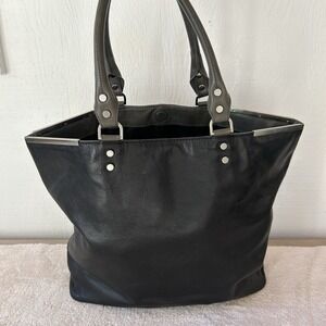 Kenneth Cole New York contemporary carry all‎ expandable tote Bag black leather